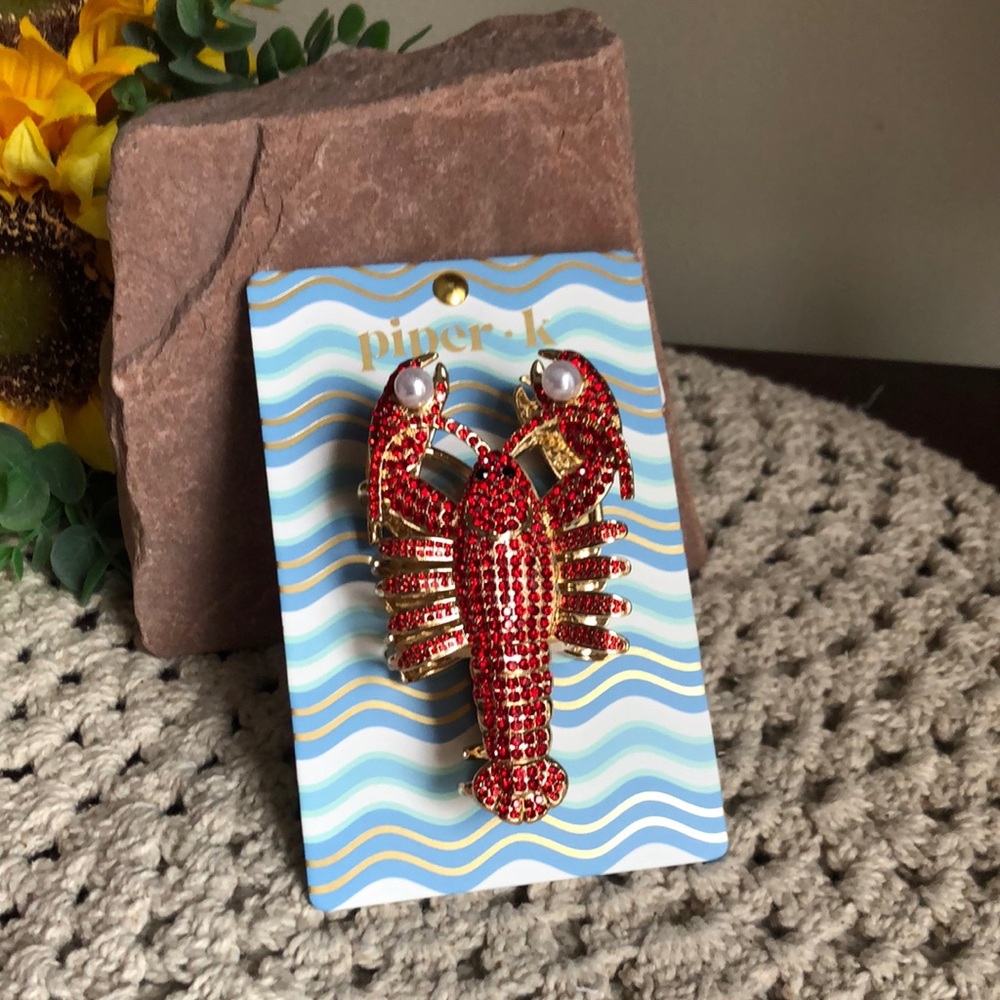 Piper K Red Crystal LOBSTER HAIR Claw Clip